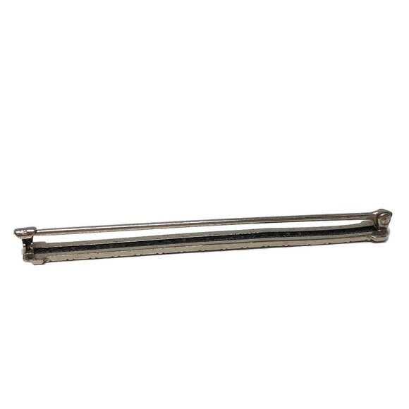 Victorian Antique Bar Pin Filigree Openwork Design, Old Silver Tone Bar Brooch - Picture 6 of 7